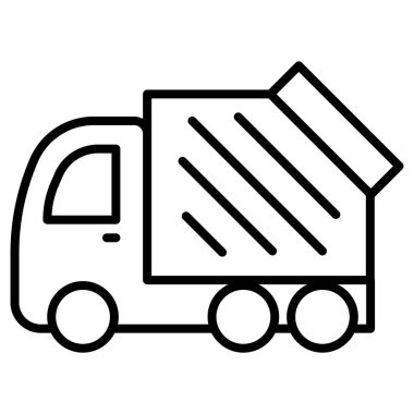 Çöp kamyonu simgesi ince çizgi biçimli Vektör çizimi grafik tasarımı