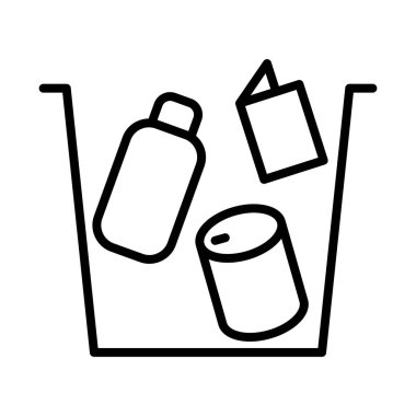 İnce çizgi biçimli çöp simgesi Vektör illüstrasyon grafik tasarımı