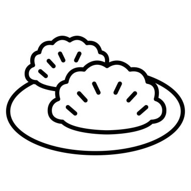 İnce çizgi biçimli Gyoza simgesi Vector grafik tasarımı