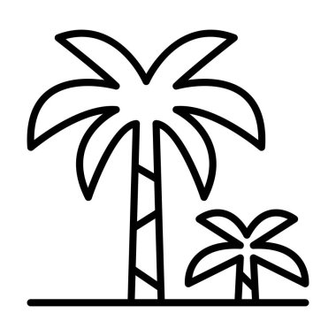 İnce çizgi biçiminde hindistan cevizi ağacı resmi grafik tasarımı