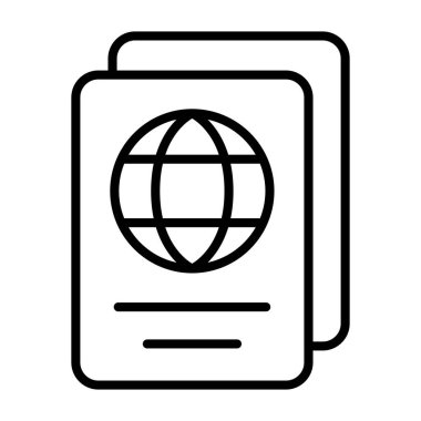 İnce satır biçimi Vektör illüstrasyon grafik tasarımı ile pasaport simgesi