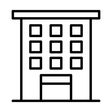 İnce çizgi biçimli vektör illüstrasyon grafik tasarımlı otel simgesi