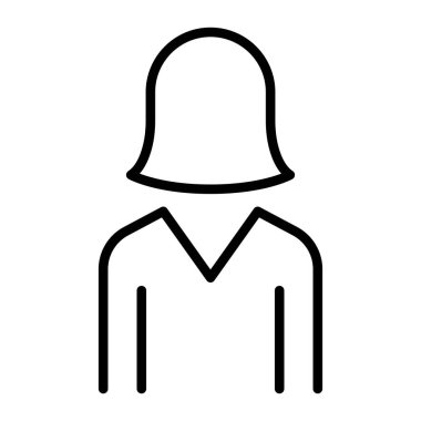 İnce çizgi biçimi vektör çizimi grafik tasarımlı kadın simgesi