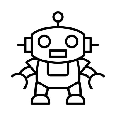 İnce çizgi biçimli robot simgesi Vektör illüstrasyon grafik tasarımı