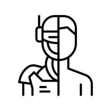 Cyborg icon in thin line style Vector illustration graphic design