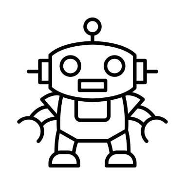 İnce çizgi biçimli robot simgesi Vektör illüstrasyon grafik tasarımı