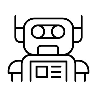 İnce çizgi biçimli robot simgesi Vektör illüstrasyon grafik tasarımı