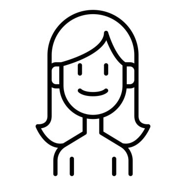 İnce çizgi biçimi vektör çizimi grafik tasarımlı kadın simgesi