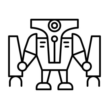 İnce çizgi biçimli robot simgesi Vektör illüstrasyon grafik tasarımı