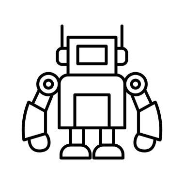 İnce çizgi biçimli robot simgesi Vektör illüstrasyon grafik tasarımı
