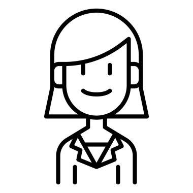 İnce çizgi biçimi vektör çizimi grafik tasarımlı kadın simgesi