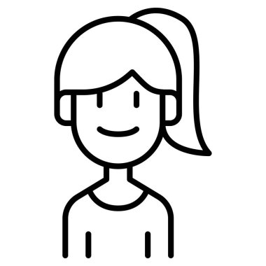 İnce çizgi biçimi vektör çizimi grafik tasarımlı kadın simgesi