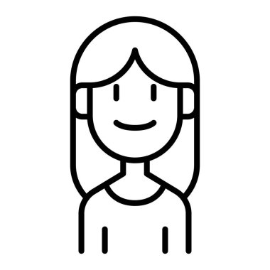 İnce çizgi biçimli vektör çizimi grafik tasarımlı kız simgesi