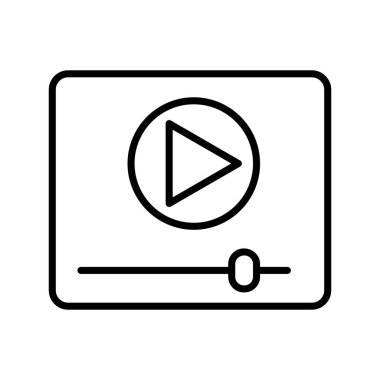 Video player icon in thin line style Vector illustration graphic design