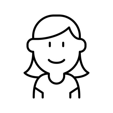 İnce çizgi biçimli vektör çizimi grafik tasarımlı kız simgesi