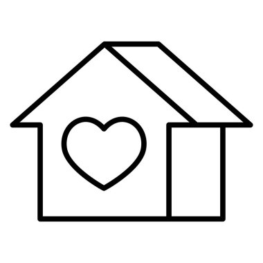 Happy house icon in thin line style Vector illustration graphic design