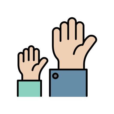 Renk çizgisi biçim çizimi grafik tasarımında el simgesi yükseltiliyor