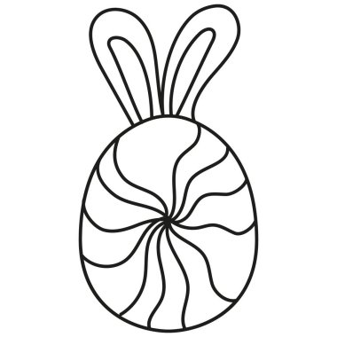 Tavşan kulaklı ve spiral desenli Paskalya yumurtası tasarımı. Çizgi biçimi ile