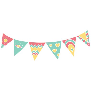 Boho moda Paskalya Renkli dekoratif kiraz renkli eğlenceli tasarımlar ve desenler. karalama düz renk tarzında