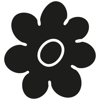 Beyaz arka planda boho groovy Paskalya siyah çiçek silueti. karalama kabartma biçiminde