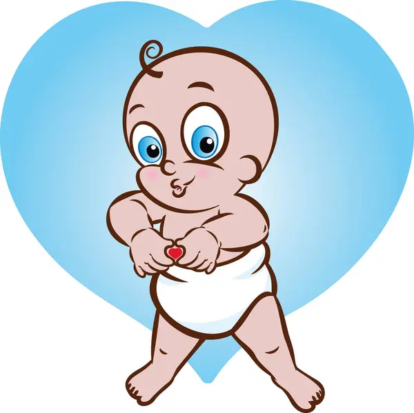 Bebek Bezi Takmış Bir Çocuğun Kalp Işareti Şekli Yapan Vektör — Stok fotoğraf