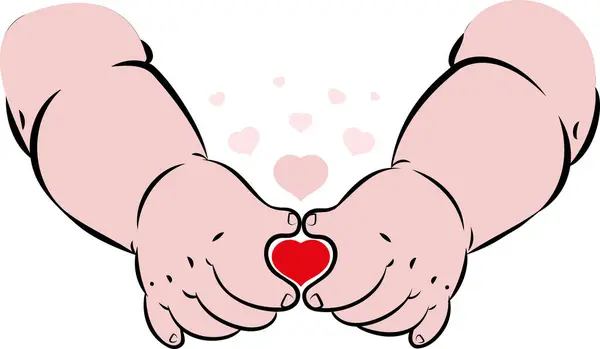 Ilustração Vetorial Uma Mão Bebê Close Fazendo Sinal Forma Coração — Fotografia de Stock