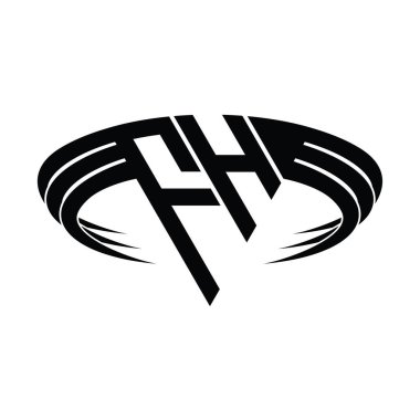 Üçgen dilim şekil tasarım şablonlu FH Logo harfi monogramı