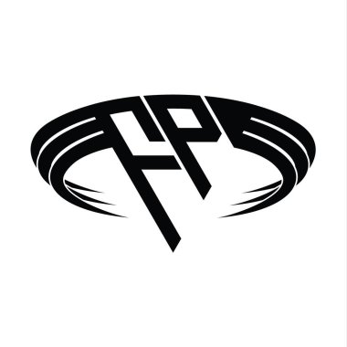 Üçgen dilim şekil tasarım şablonlu FP Logo harfi monogramı