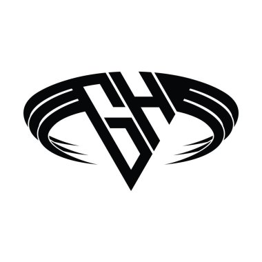 Üçgen dilim şekil tasarım şablonlu GH Logo harfi monogramı