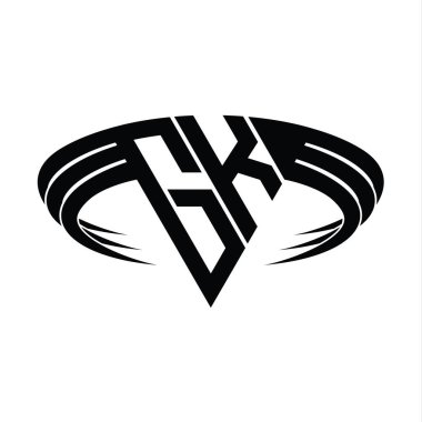 Üçgen dilim şekil tasarım şablonlu GK Logo harfi monogramı