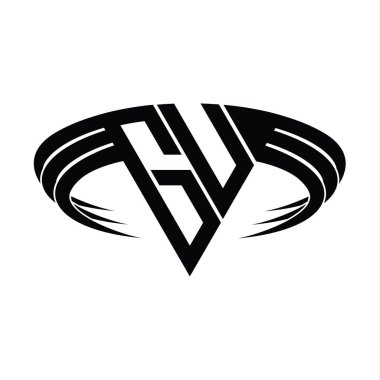 Üçgen dilimli tasarım şablonlu GU harf monogramı