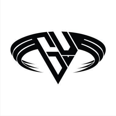 Üçgen dilimli tasarım şablonlu GV harf monogramı