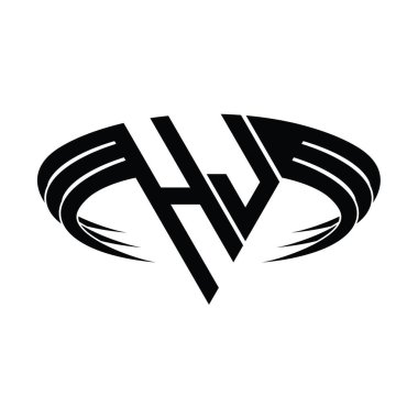 Üçgen dilim şekil tasarım şablonlu HJ Logo harfi monogramı