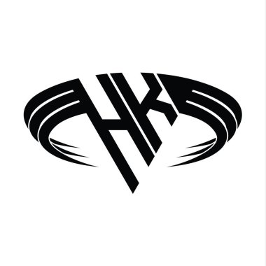 Üçgen dilim şekil tasarım şablonlu HK Logo harfi monogramı