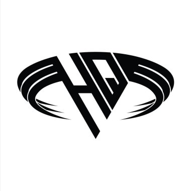 Üçgen dilimli tasarım şablonlu HQ Logo harfi monogramı