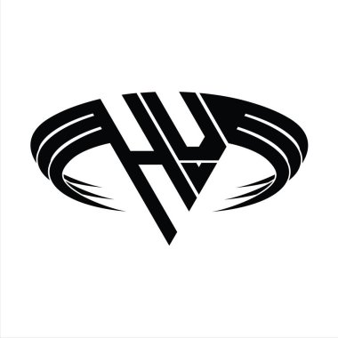 Üçgen dilim şekil tasarım şablonlu HV logo harfi monogramı