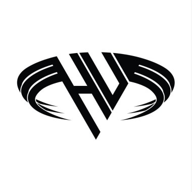 Üçgen dilimli tasarım şablonlu HU harf monogramı