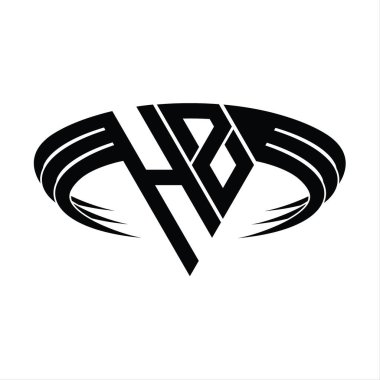 Üçgen dilim şekil tasarım şablonlu HZ harf monogramı