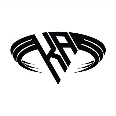 Üçgen dilim şekil tasarım şablonlu KA Logo harfi monogramı