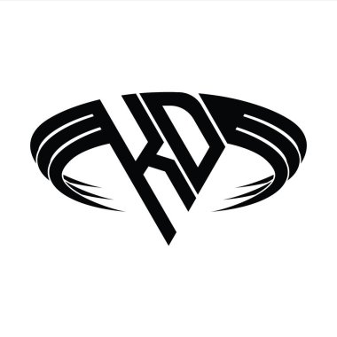 Üçgen dilim şekil tasarım şablonlu KD Logo harfi monogramı