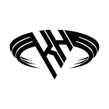 Üçgen dilim şekil tasarım şablonlu KH logo harfi monogramı