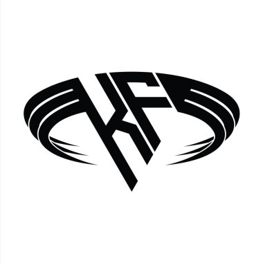 Üçgen dilim şekil tasarım şablonlu KF Logo harfi monogramı