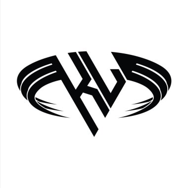 Üçgen dilim şekil tasarım şablonlu KL Logo harfi monogramı