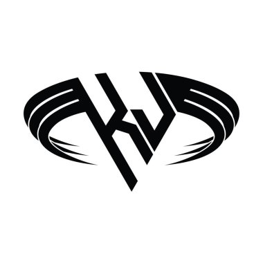 Üçgen dilim şekil tasarım şablonlu KJ Logo harfi monogramı