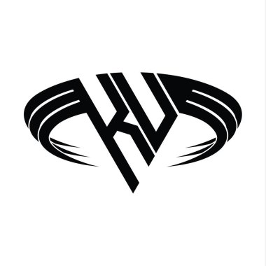 Üçgen dilim şekil tasarım şablonlu KU Logo harfi monogramı