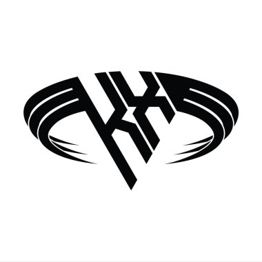Üçgen dilim şekil tasarım şablonlu KX Logo harfi monogramı