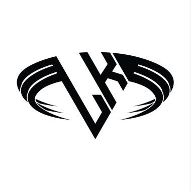 Üçgen dilim şekil tasarım şablonlu LK Logo harfi monogramı