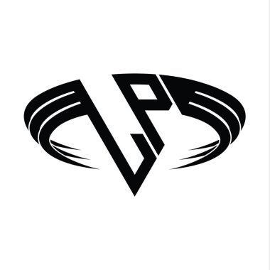 Üçgen dilimli tasarım şablonlu LP Logo harfi monogramı
