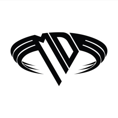 Üçgen dilim şekil tasarım şablonlu MD Logo harfi monogramı