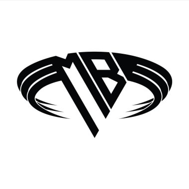 Üçgen dilim şekil tasarım şablonlu MB Logo harfi monogramı